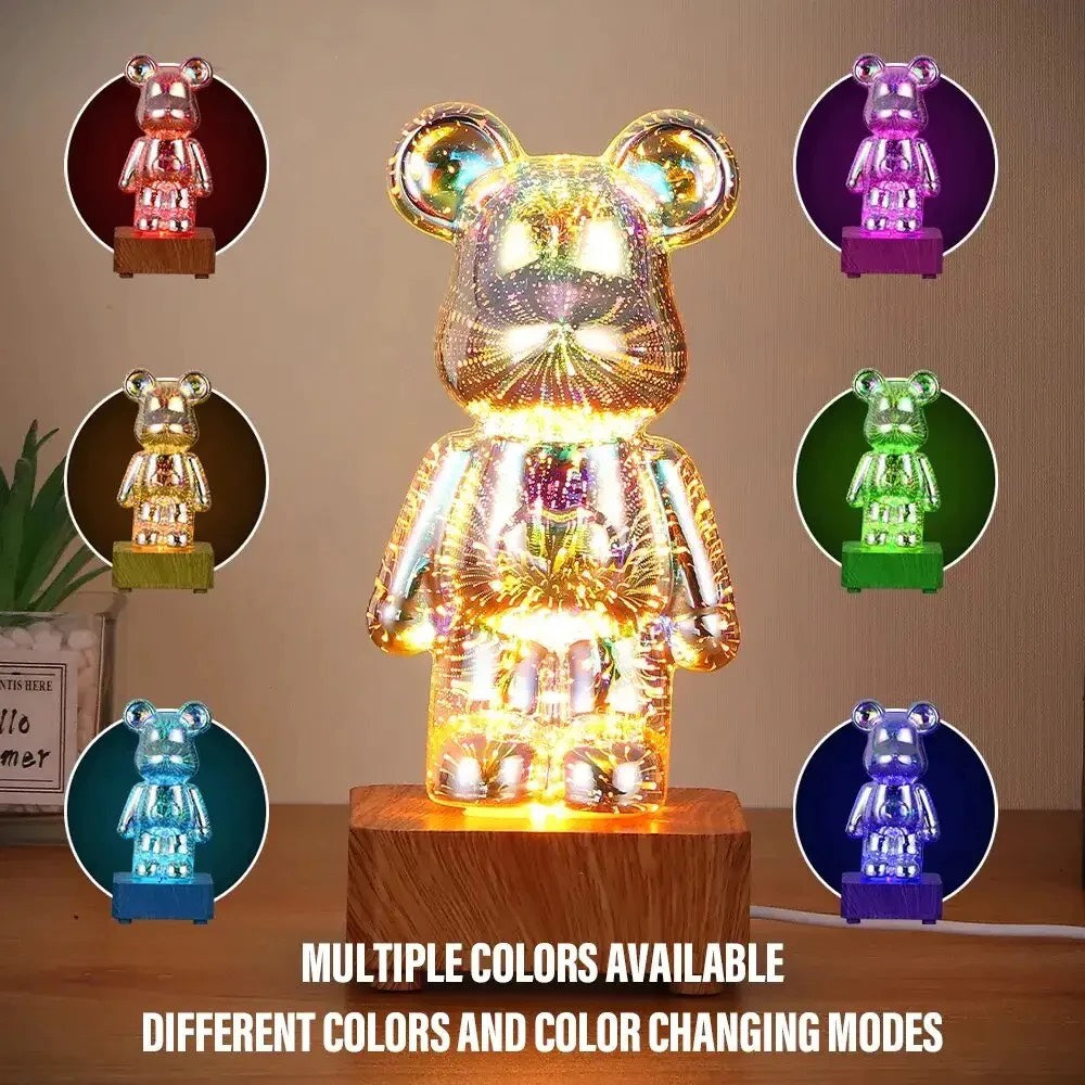 3D Fireworks Bear Night Light