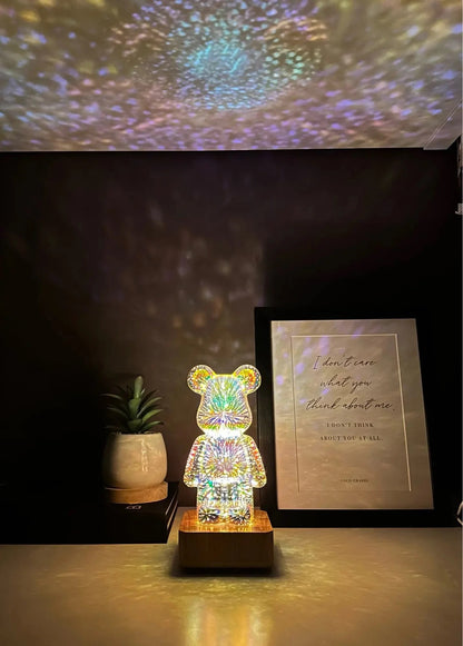 3D Fireworks Bear Night Light