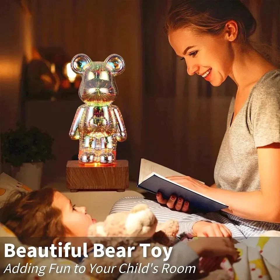 3D Fireworks Bear Night Light