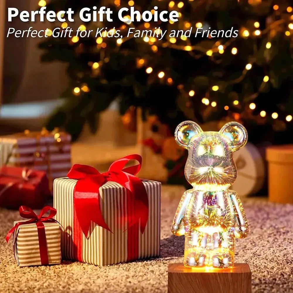 3D Fireworks Bear Night Light