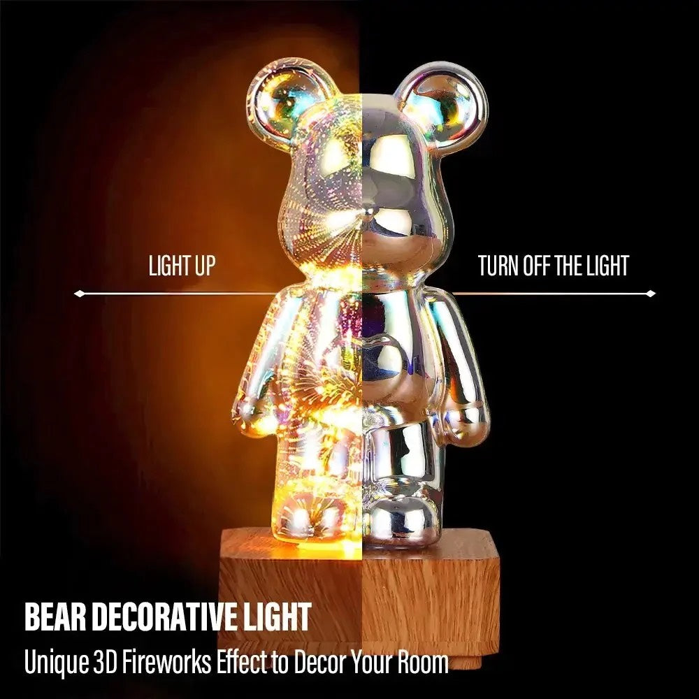 3D Fireworks Bear Night Light