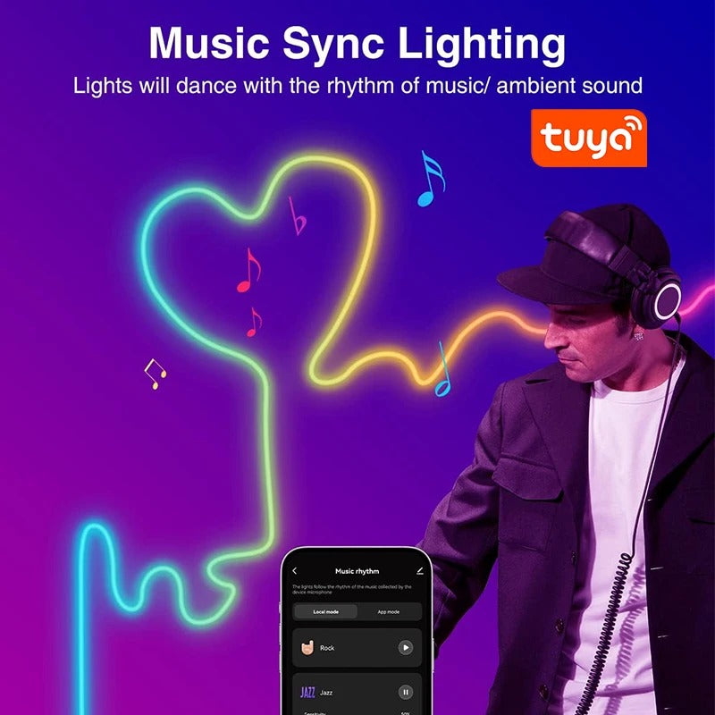 Neon Rope Style LED Lights With Music Sync, Compatible With Amazon Alexa And Google Assistant