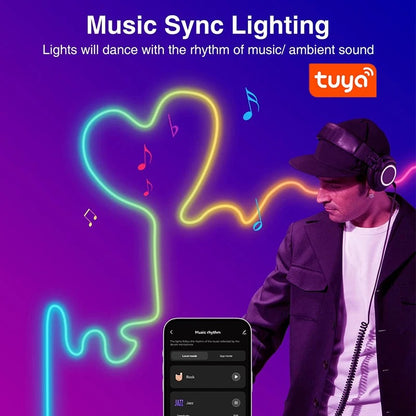 Neon Rope Style LED Lights With Music Sync, Compatible With Amazon Alexa And Google Assistant