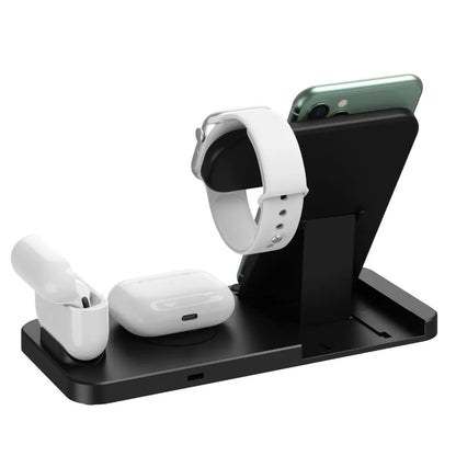 4 in 1 Wireless Fast Charging Stand for iPhone 14, 13, 12, 11, X, 8, Apple Watch 7, 6, Airpods Pro and Samsung Galaxy