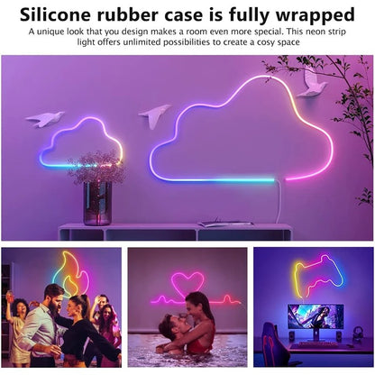 Neon Rope Style LED Lights With Music Sync, Compatible With Amazon Alexa And Google Assistant