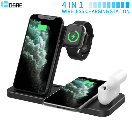 4 in 1 Wireless Fast Charging Stand for iPhone 14, 13, 12, 11, X, 8, Apple Watch 7, 6, Airpods Pro and Samsung Galaxy