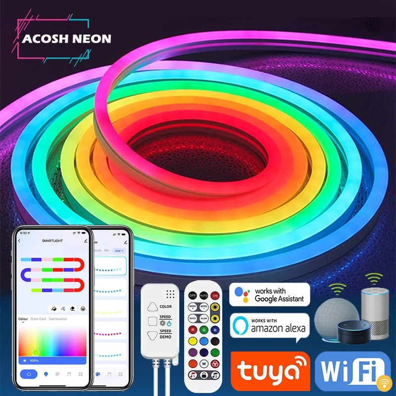 Neon Rope Style LED Lights With Music Sync, Compatible With Amazon Alexa And Google Assistant