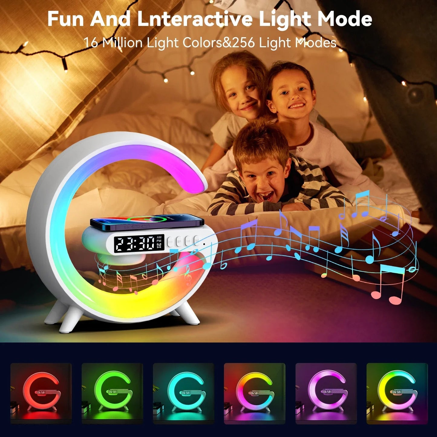 Multifunction Wireless Charger, Bluetooth Speaker Night Light Fast Charging Station