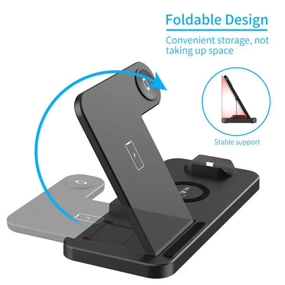 4 in 1 Wireless Fast Charging Stand for iPhone 14, 13, 12, 11, X, 8, Apple Watch 7, 6, Airpods Pro and Samsung Galaxy