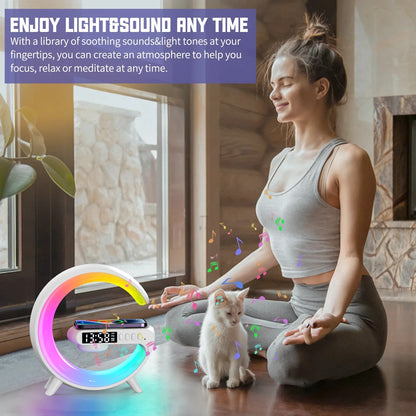 Multifunction Wireless Charger, Bluetooth Speaker Night Light Fast Charging Station