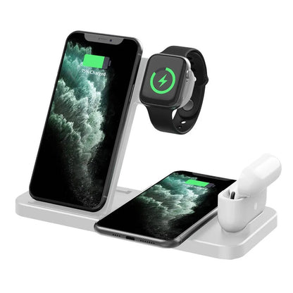 4 in 1 Wireless Fast Charging Stand for iPhone 14, 13, 12, 11, X, 8, Apple Watch 7, 6, Airpods Pro and Samsung Galaxy