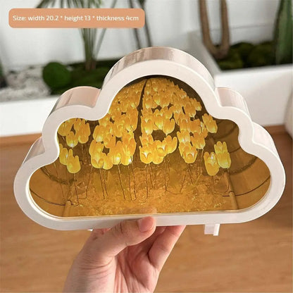 Cloud-Shaped Tulip Night Light Mirror Lamp